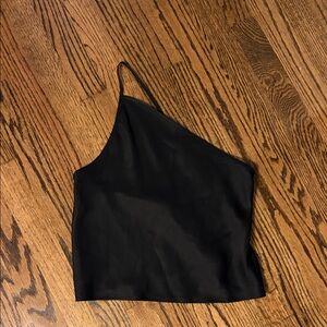 Anine Bing Black Asymmetrical Silk Top